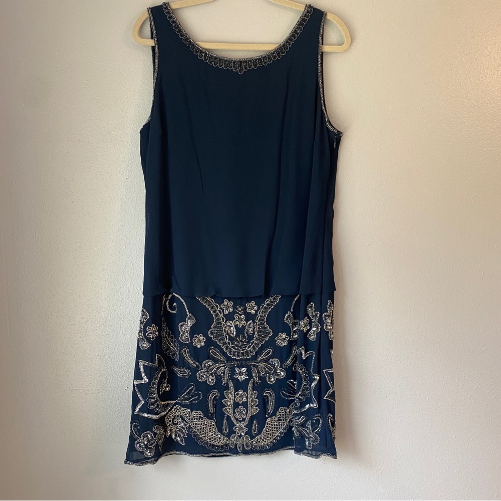 Adrianna Papell Bateau Neckline Embellished Dress